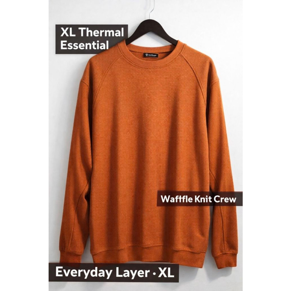 Pro Tour Thermal Crewneck Sweatshirt XL Rust Waffle Knit Pullover Golf